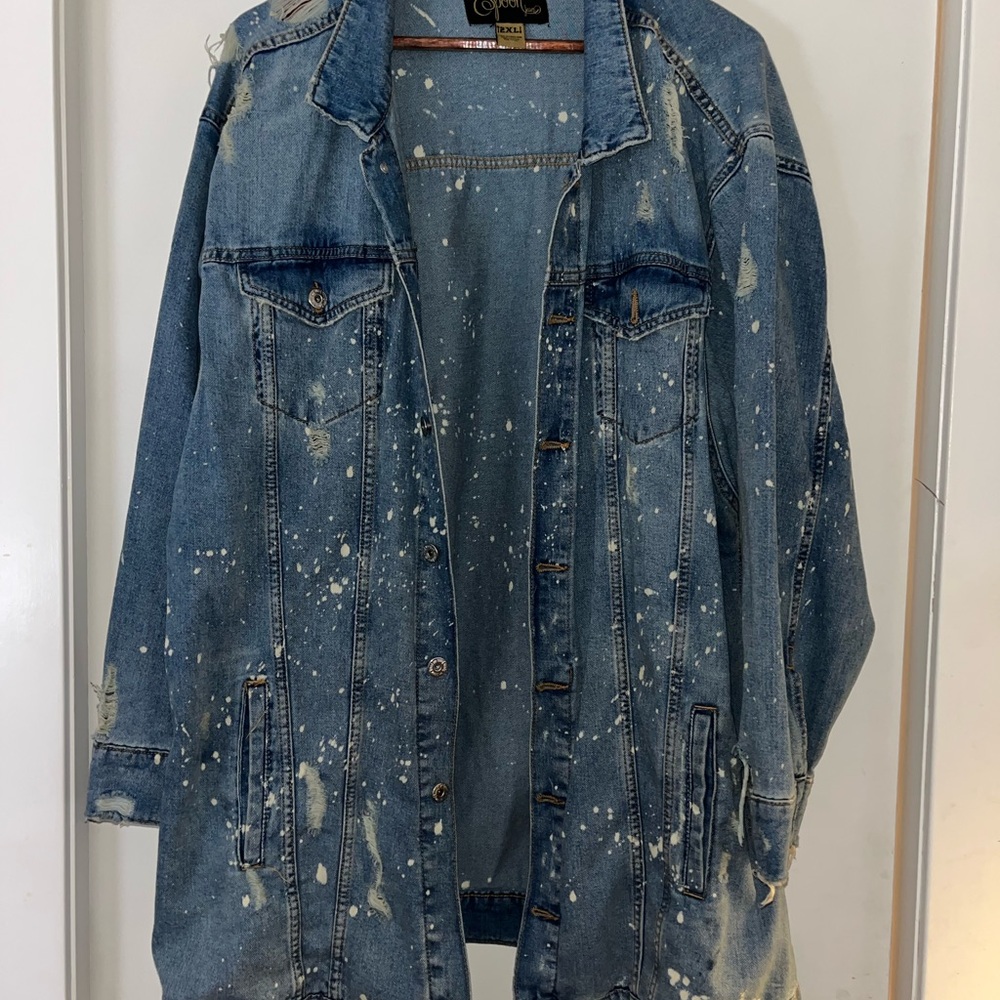 Blue Distressed Oversized Jean Jacket